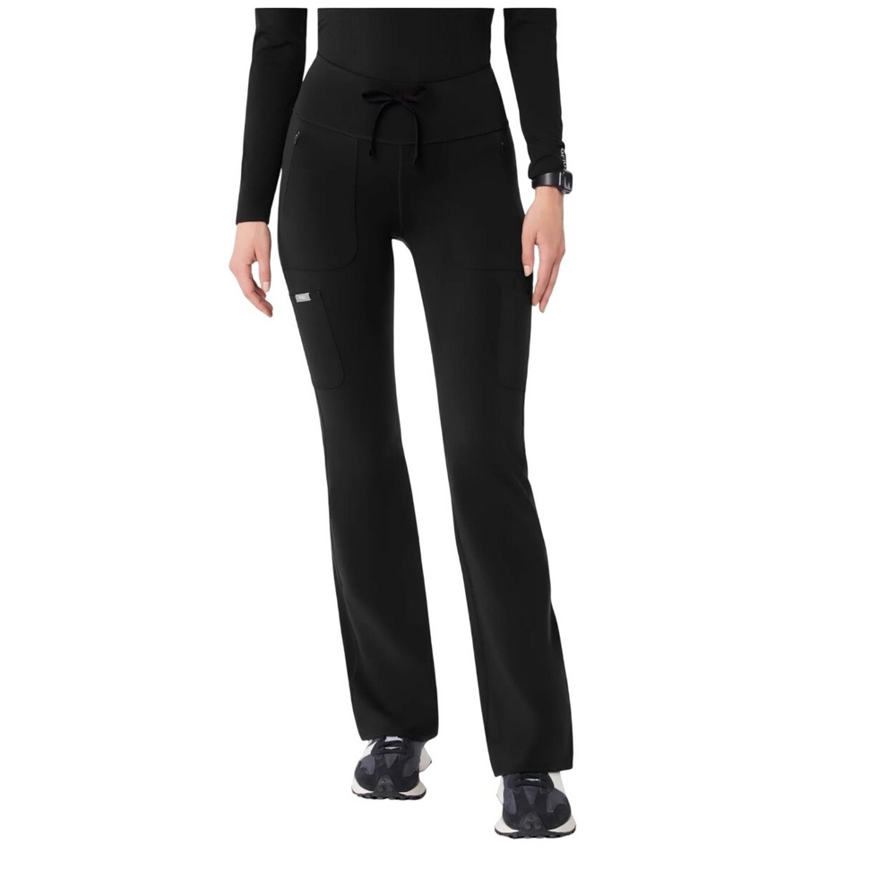 FIGS Ashland High-Rise Flare ScrubLegging Black Women's S 6-Pocket Scrub Pants